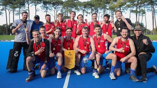 Bunbury's division one men's side celebrate their country championships three-peat.